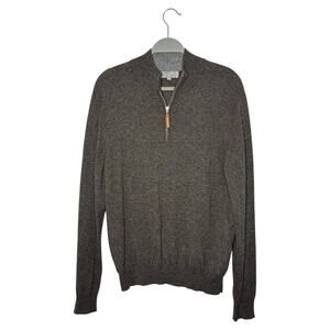 Neiman Marcus Men's Cashmere Quarter-Zip Sweater Brown Size Medium